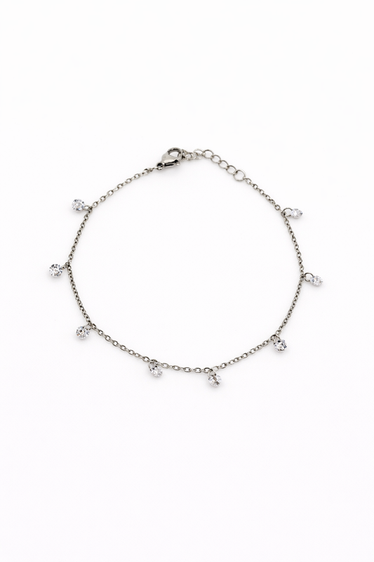Silver-tone delicate bracelet by Atelier Épure — fine chain with subtle crystal accents and a clean, elegant finish.
